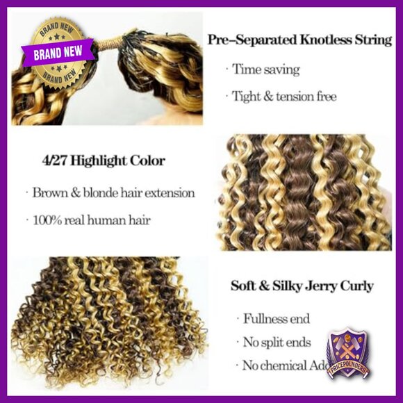 Human Hair Crochet Extensions 18 Inch Knotless Curly Braiding 60g main image 6